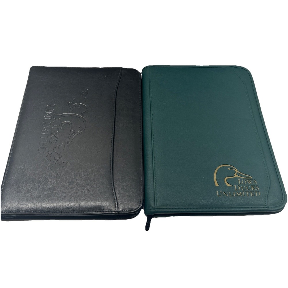 Ducks Unlimited Iowa Faux Leather Zippered Padfolio Portfolio Lot of 2